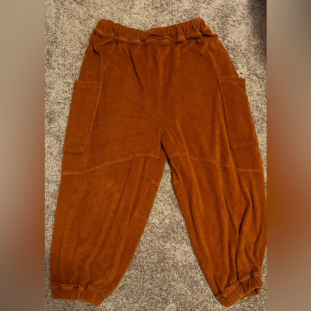 Free people size large velour baggy pants. Long. Big side pockets. Worn 3x